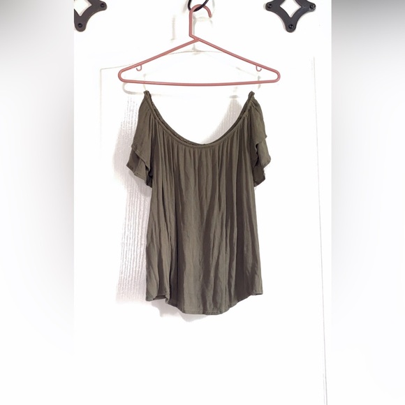 Tops - Women's Olive Off-Shoulder Top